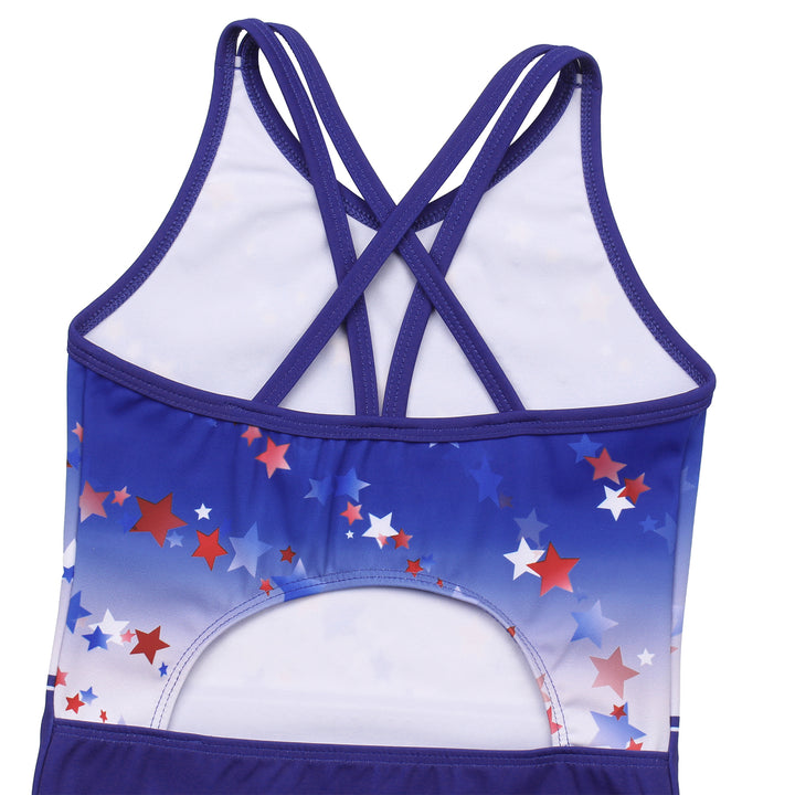 Colorful Stars Crisscross Back Gymnastics Leotard Set for Girls
