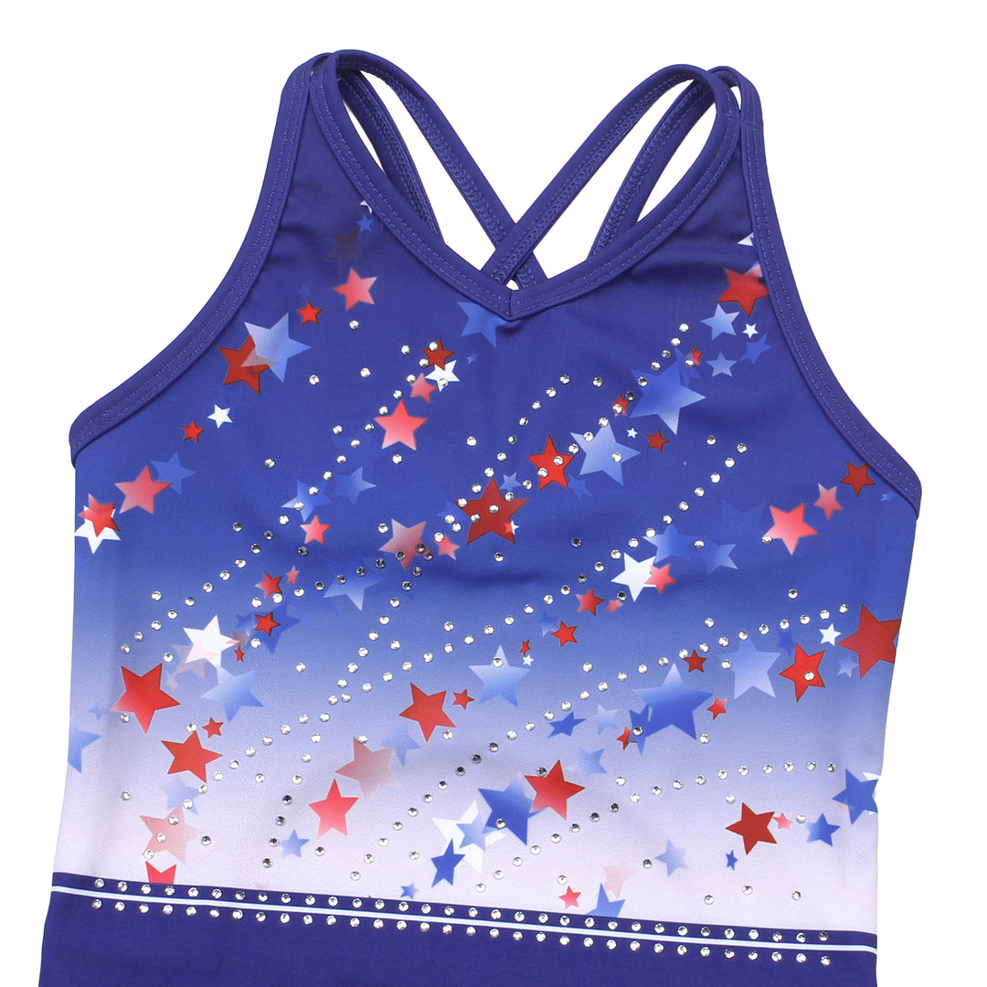 Colorful Stars Crisscross Back Gymnastics Leotard Set for Girls