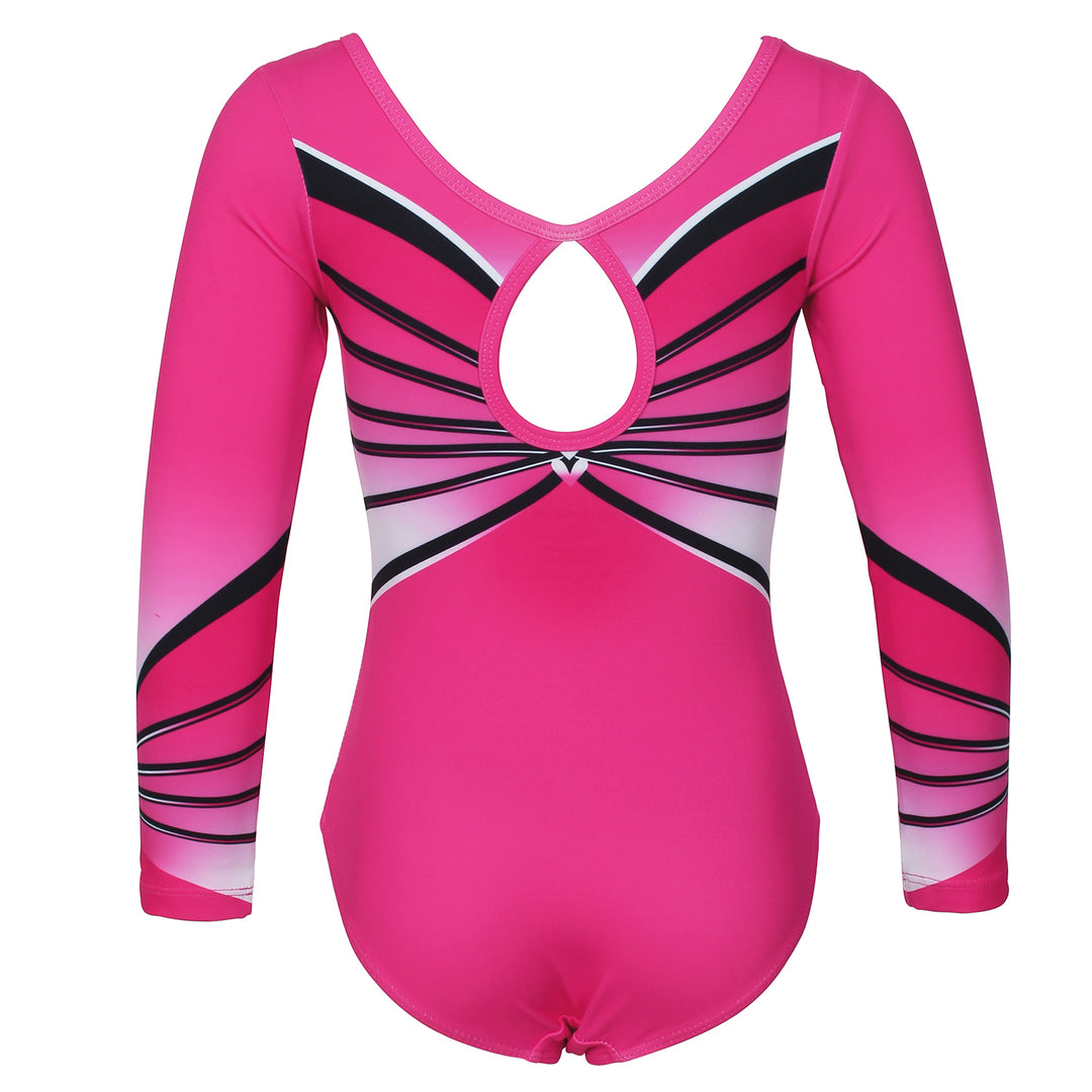 Romantic Heart Diamond Long Sleeve Gymnastics Leotard Set for Girls