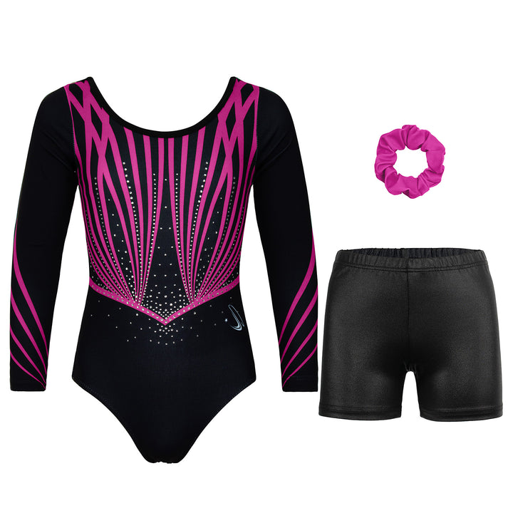 JOYSTREAM Girls Sparkle Gymnastics Leotard with Stretch Long Sleeves