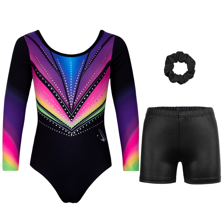 JOYSTREAM Girls Sparkle Gymnastics Leotard with Stretch Long Sleeves