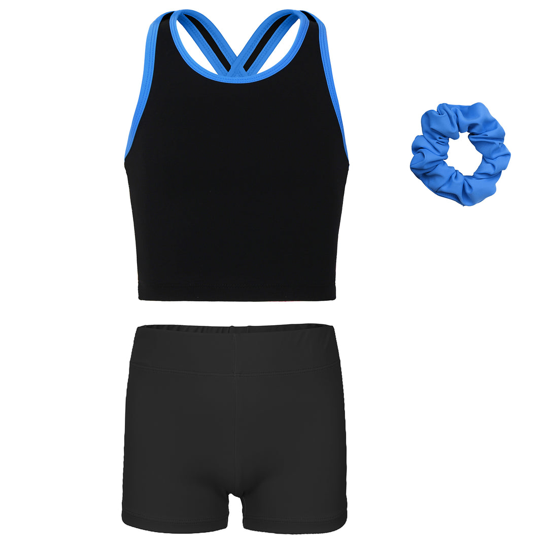 Classical Black Cross Back Unitards for Girls
