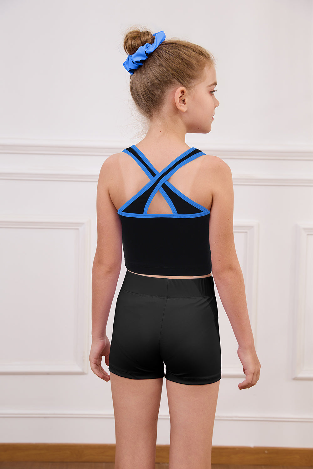 Classical Black Cross Back Unitards for Girls