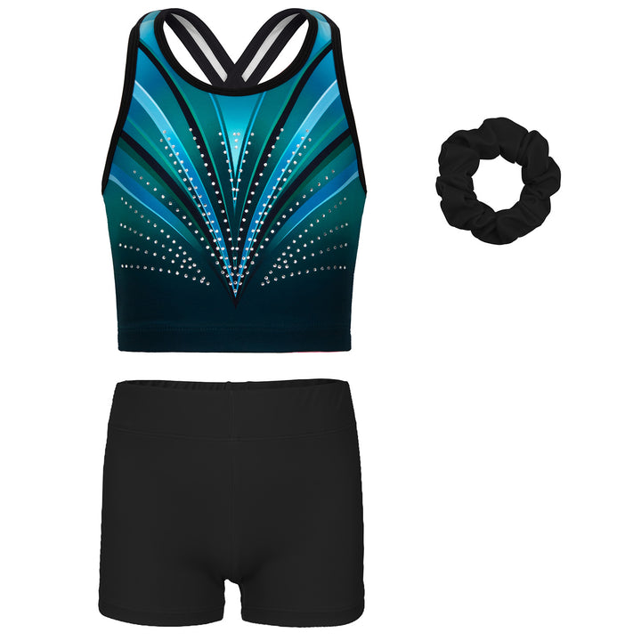 Gymnastics Leotards for Girls with shorts Tumbling Dance Cross Back Unitards Activewear