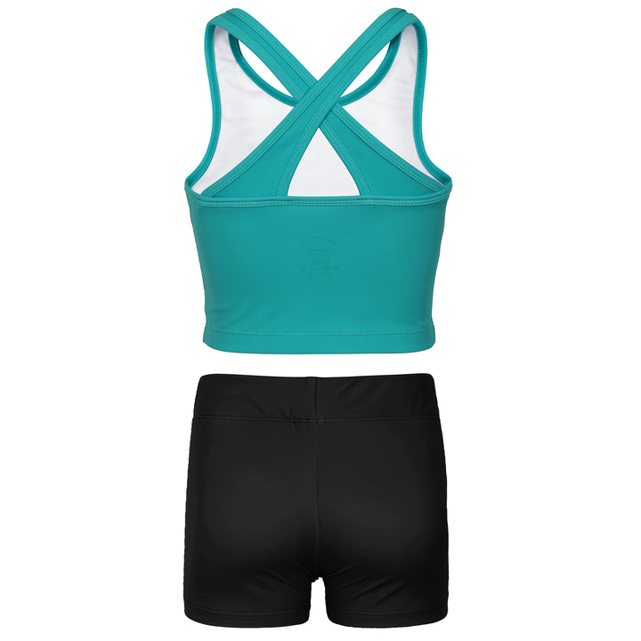 Turquise Green Marble Cross Back Unitards for Girls