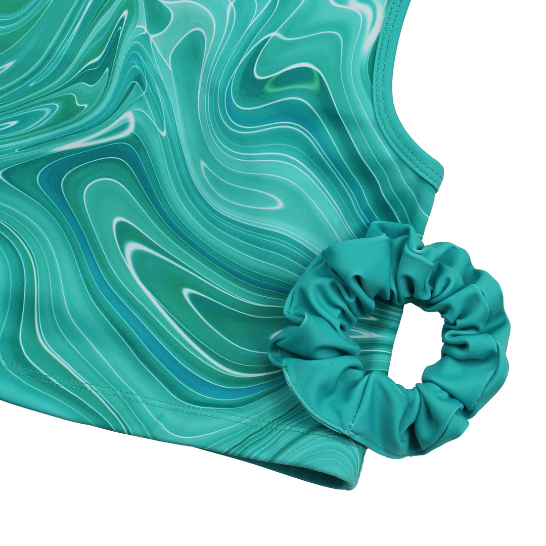 Turquise Green Marble Cross Back Unitards for Girls