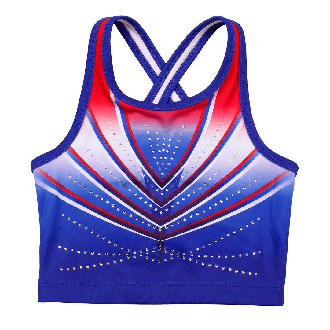 Gradient Red Blue Cross Back Unitards for Girls