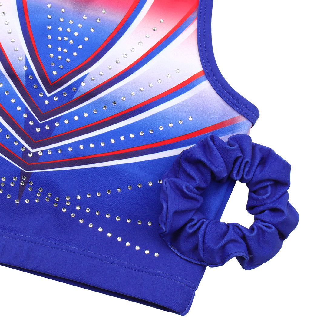 Gradient Red Blue Cross Back Unitards for Girls
