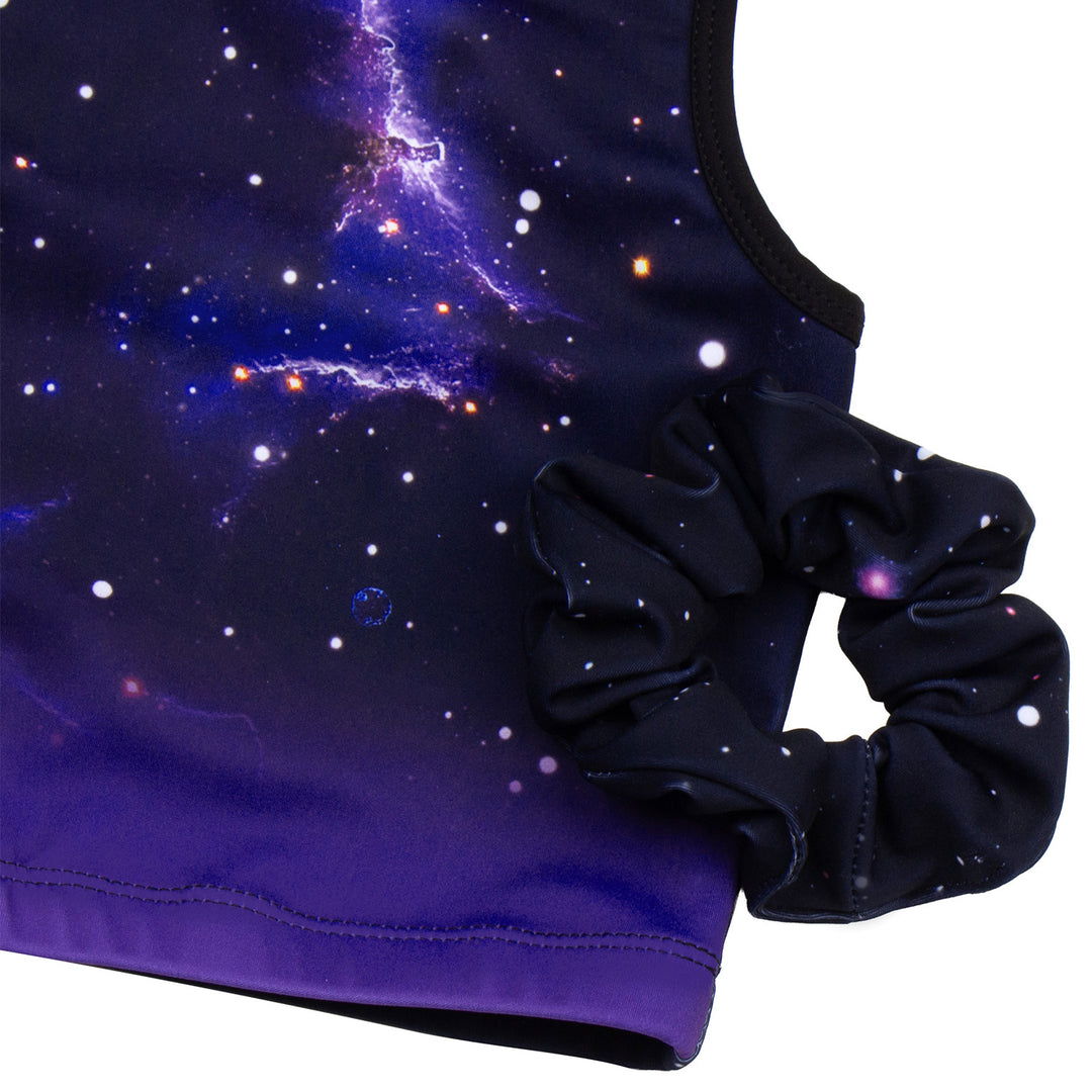 Gymnastics Leotards for Girls with shorts Tumbling Dance Cross Back Purple Galaxy