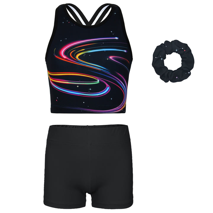 Shiny Waves Cross Back Unitards for Girls