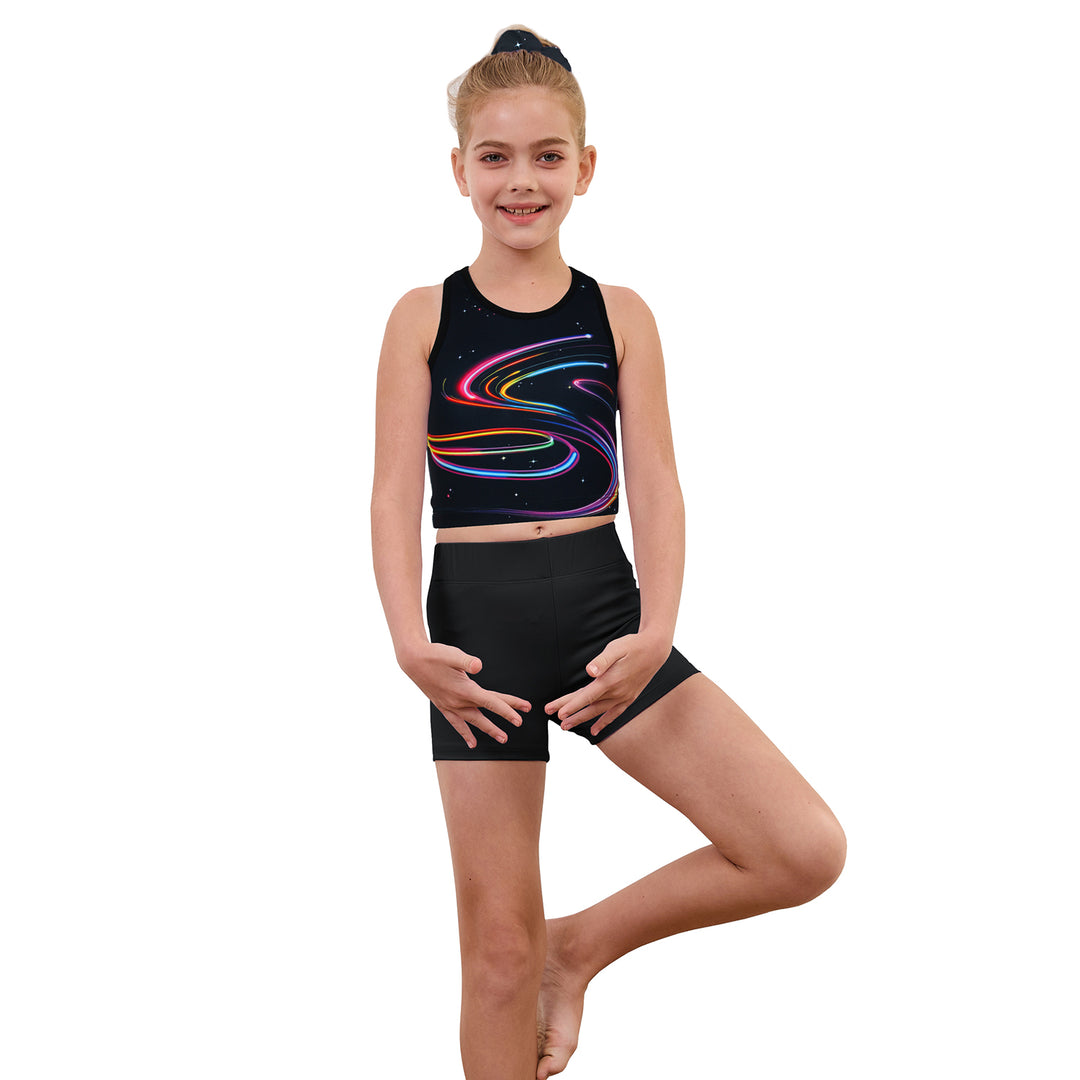 Shiny Waves Cross Back Unitards for Girls
