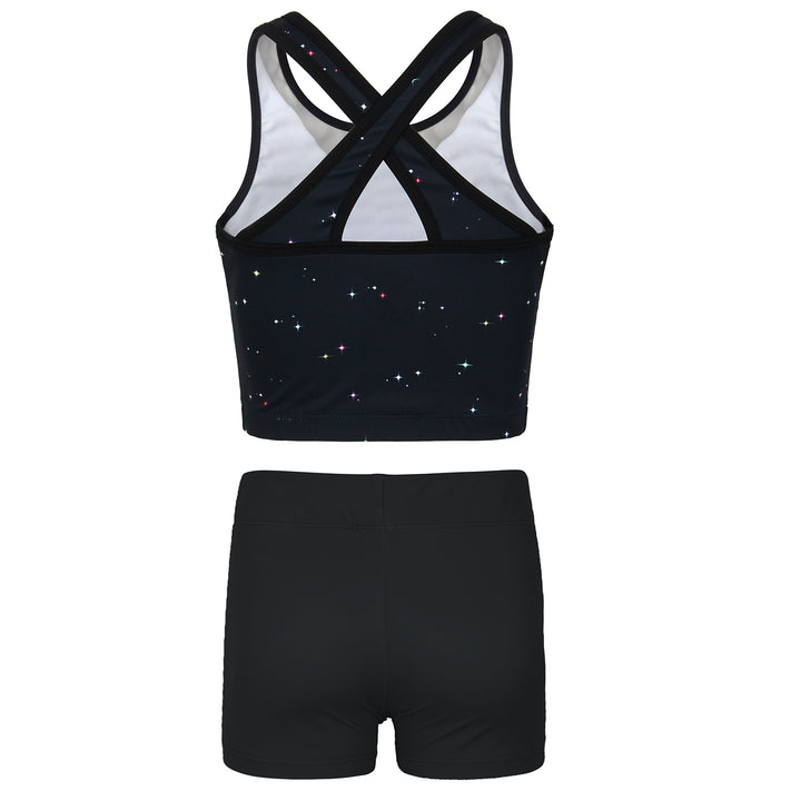 Shiny Waves Cross Back Unitards for Girls