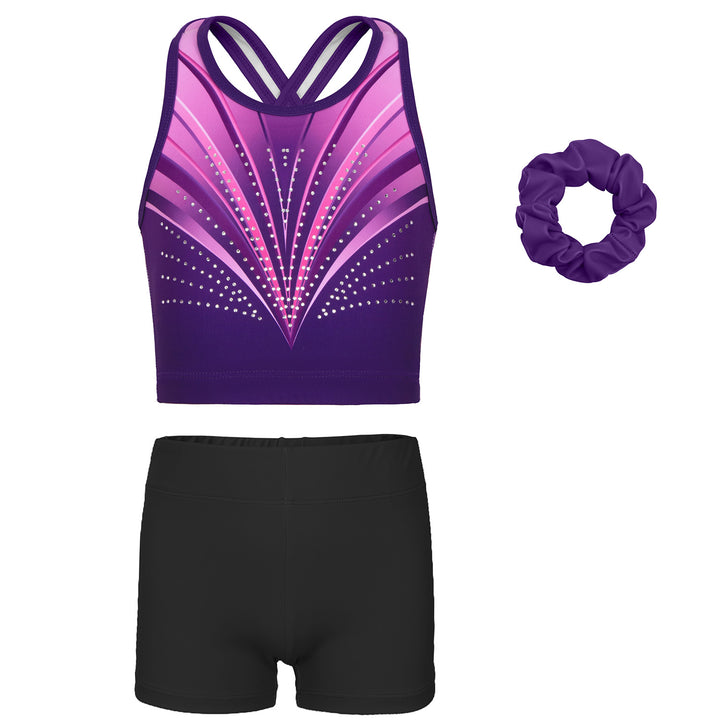 Gymnastics Leotards for Girls with shorts Tumbling Dance Cross Back Unitards Activewear