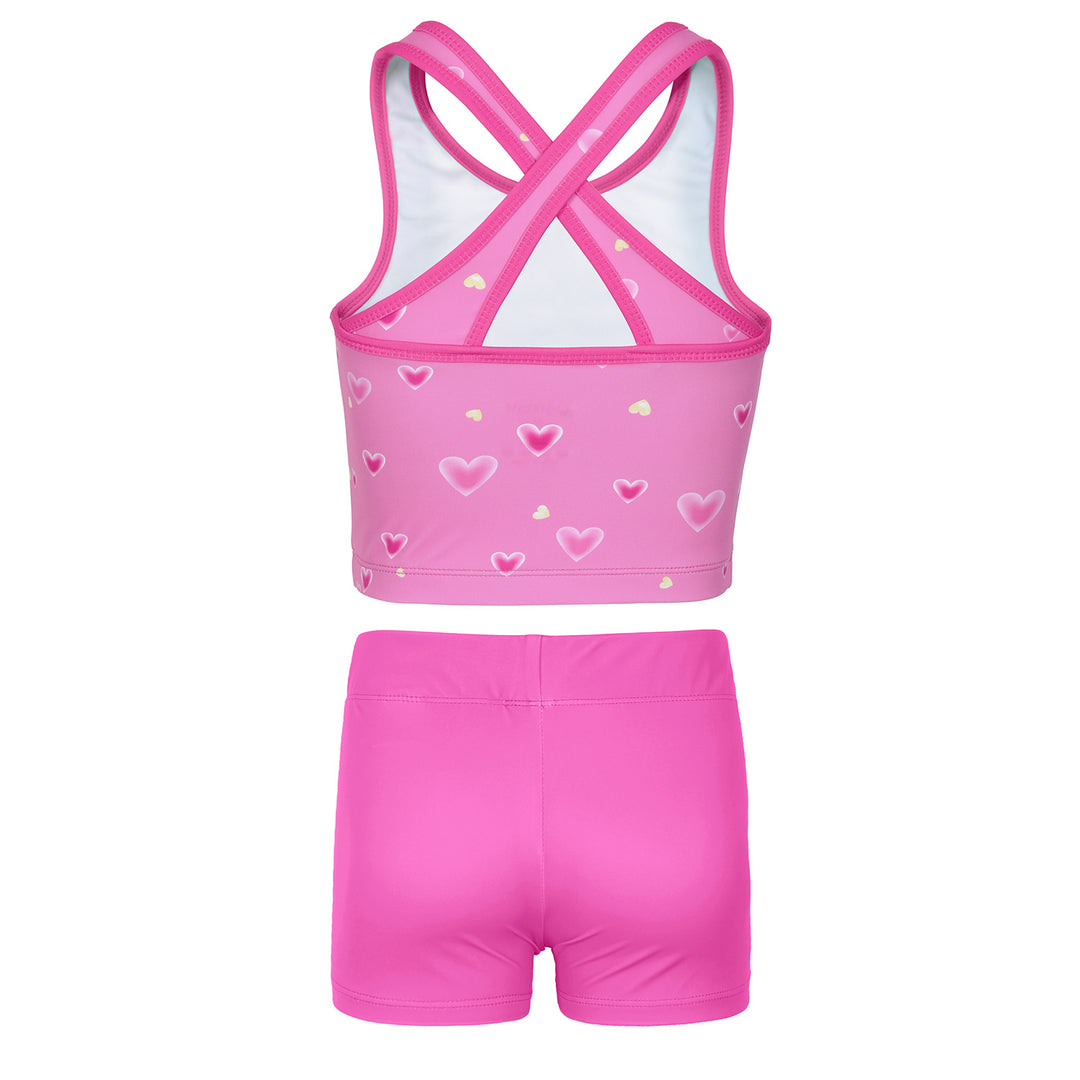 Pink Heart Cross Back Unitards for Girls
