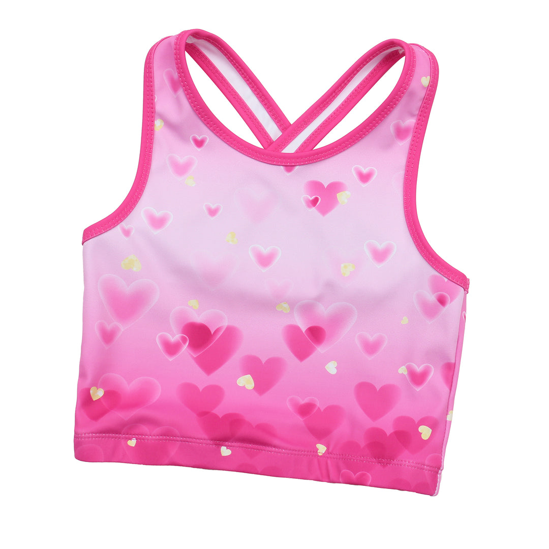 Pink Heart Cross Back Unitards for Girls