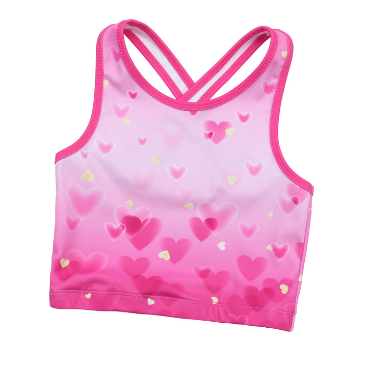 Pink Heart Cross Back Unitards for Girls
