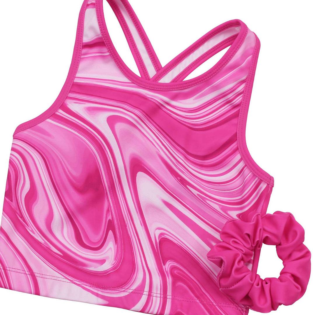 Fuchsia Marble Cross Back Unitards for Girls