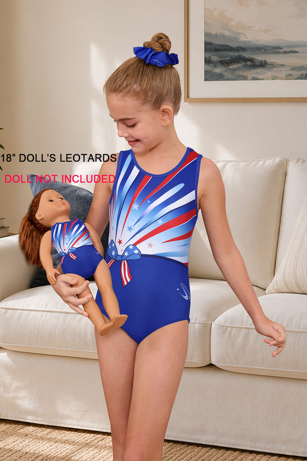 Celebrate Stars Gymnastics Leotards for Girls Matching 18 inch doll’s Training Bodysuits