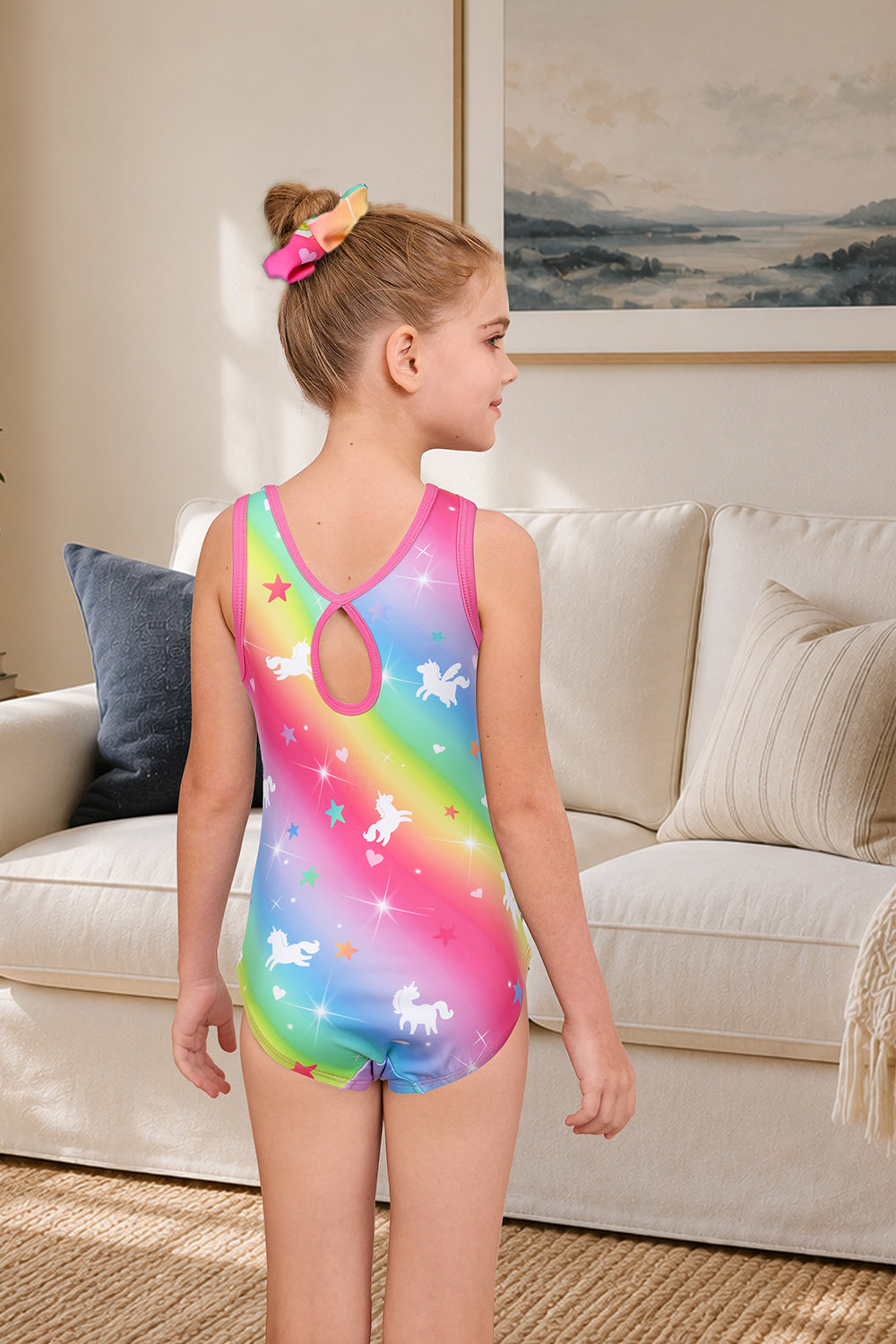 Rainbow Unicorn Gymnastics Leotards for Girls Matching 18 inch doll’s Training Bodysuits