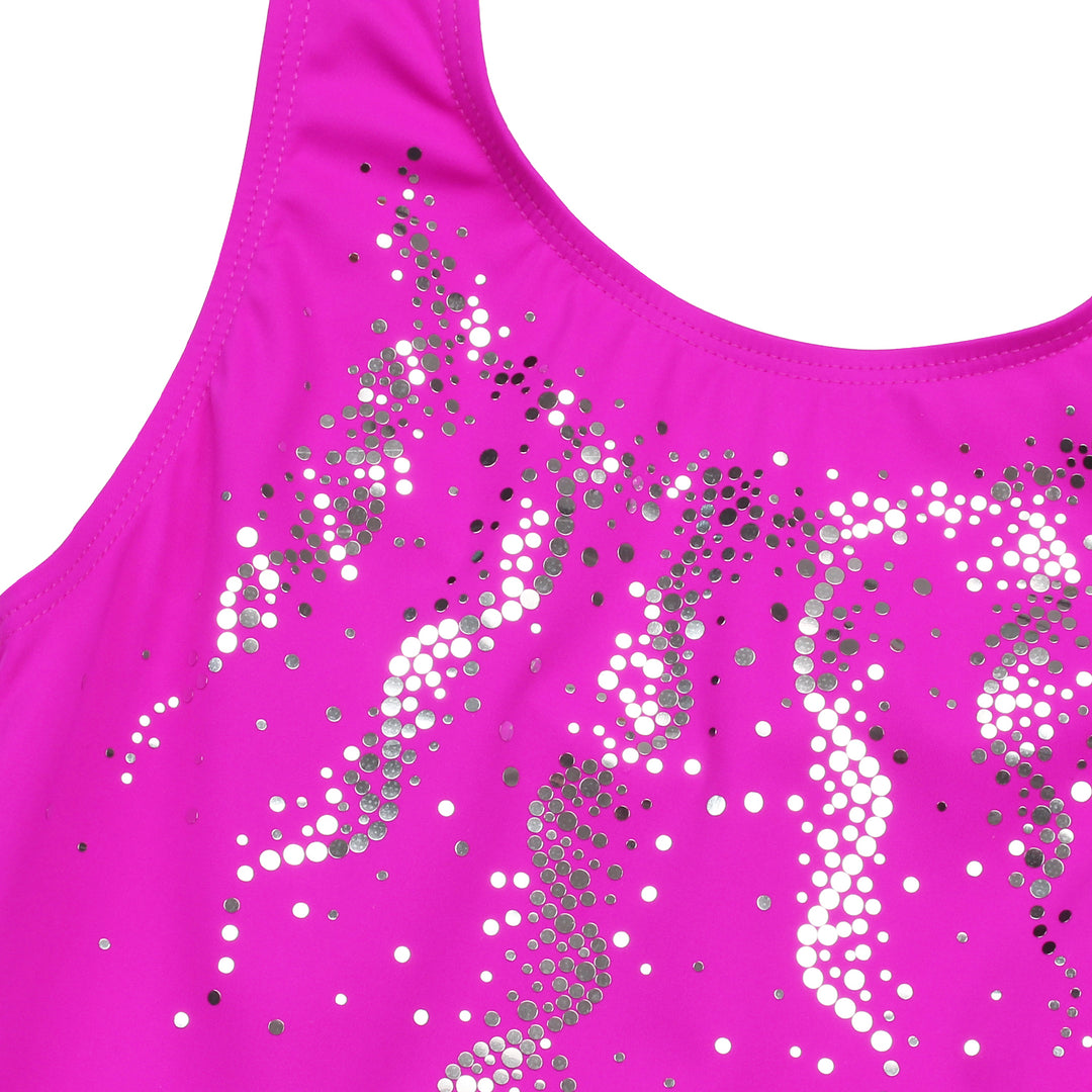 Fushcia Sequins Gymnastics Leotard for Girls, Adult, Child With Shorts