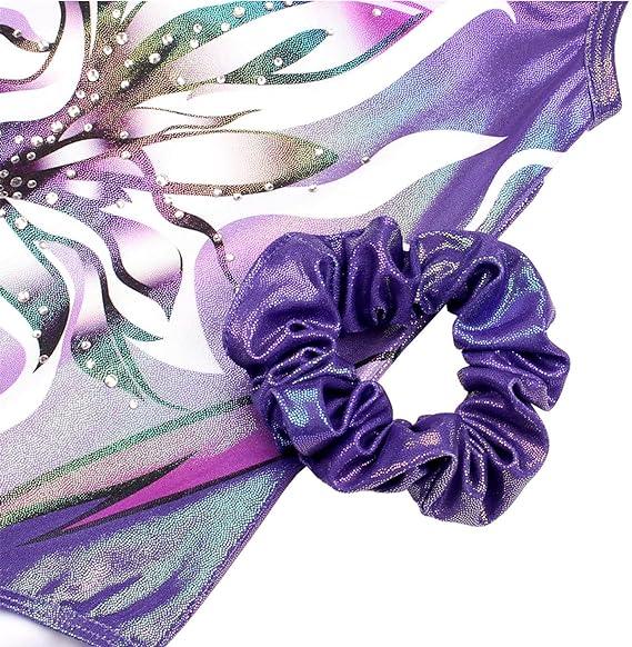 Matching Scrunchie with Purple Floral Gymnastics Leotard