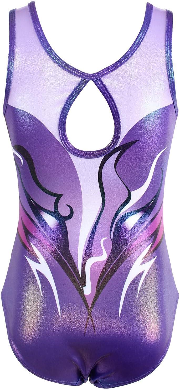 Keyhole Back Design of Shimmering Purple Leotard