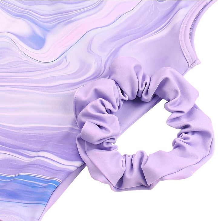 Matching Scrunchie with Lavender Marble Gymnastics Leotard Set