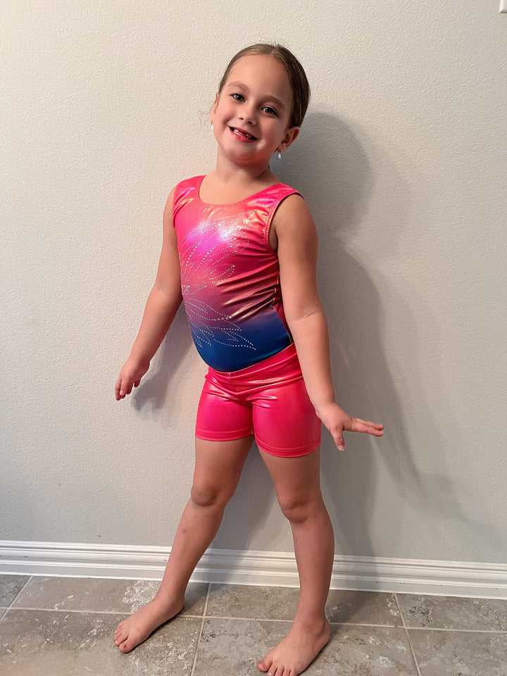 Sparkle Ombre Flying Wings Gymnastics Leotards Outfit Set