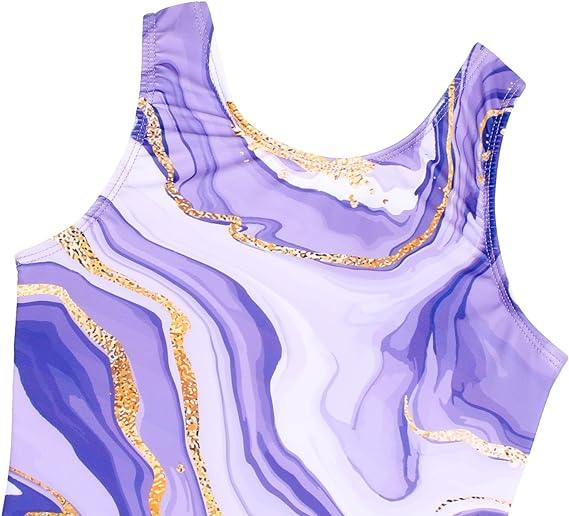 Purple Milky Way Pattern Biketard for Girls