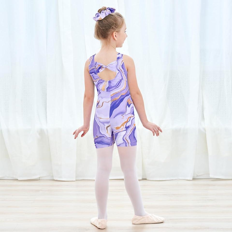 Purple Milky Way Pattern Biketard for Girls