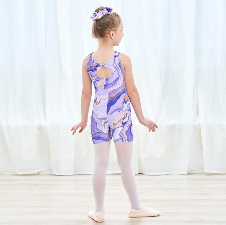 Purple Milky Way Pattern Biketard for Girls