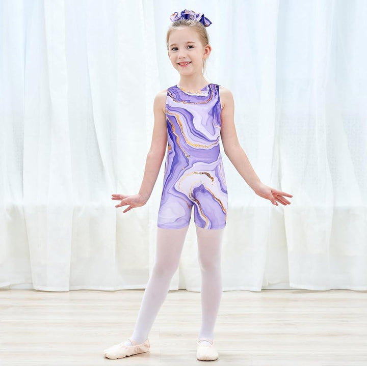 Purple Milky Way Pattern Biketard for Girls