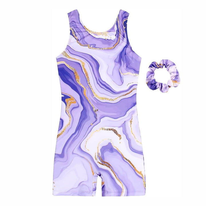 Purple Milky Way Pattern Biketard for Girls