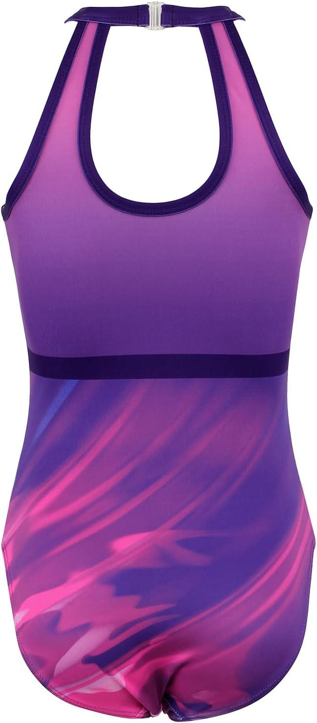 Open Back Design of the Rainbow Purple Leotard