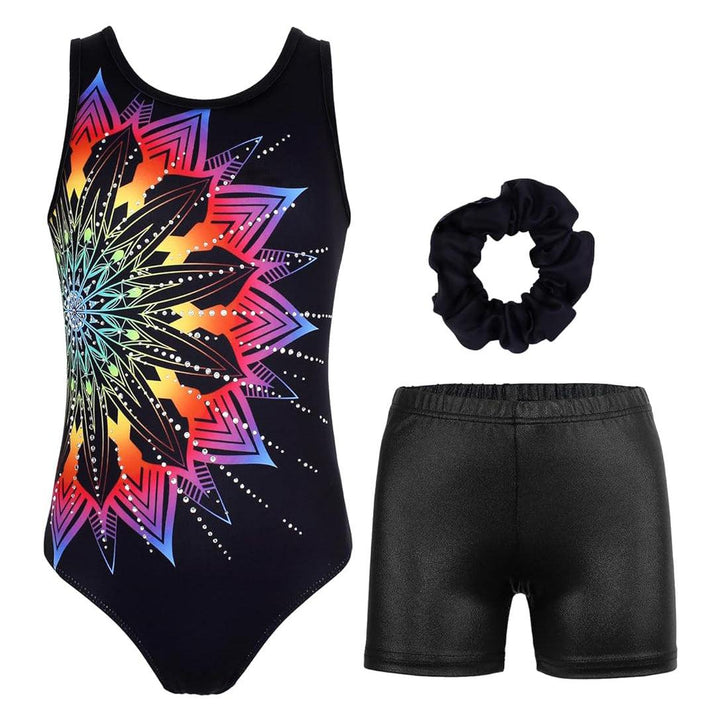 Sunny Flower Gymnastics Leotard with Shorts Set