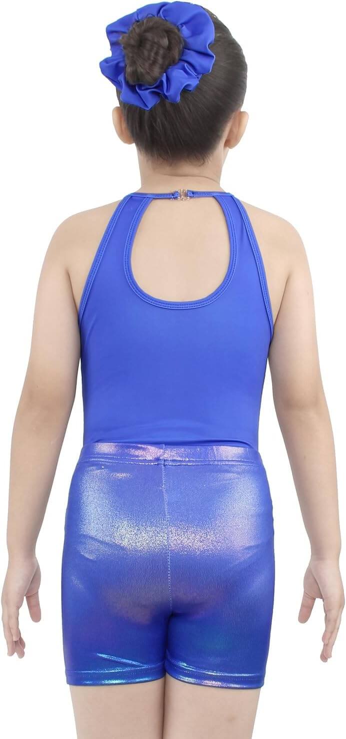 Turquoise Marble Open Back Gymnastics Leotards Outfit Set