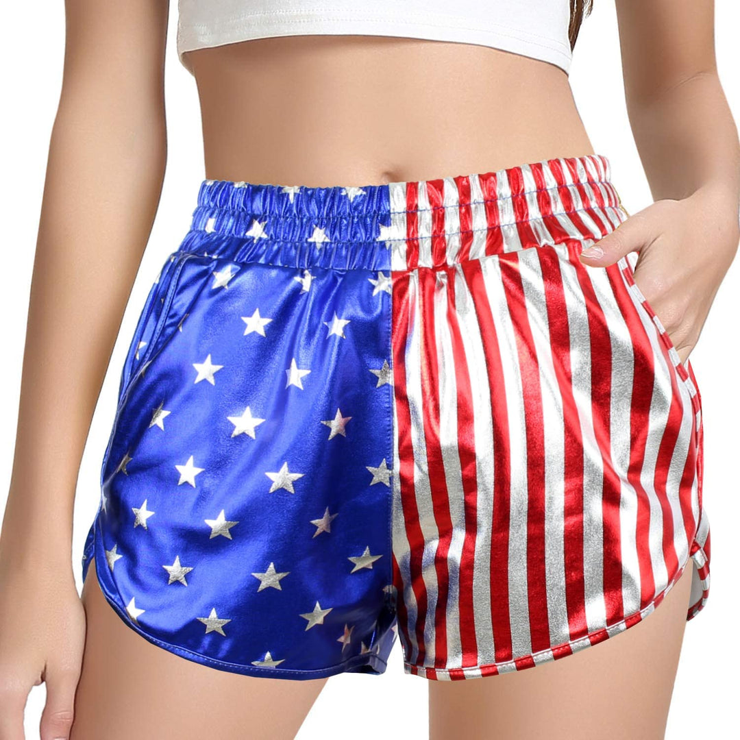 JOYSTREAM Girls Metallic Shorts Elastic Waist Shiny Sparkly Rave Pants