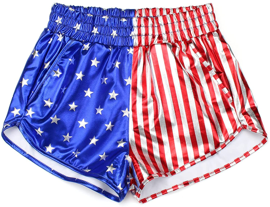 JOYSTREAM Girls Metallic Shorts Elastic Waist Shiny Sparkly Rave Pants