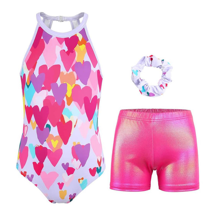 Full view of Variety Heart Gymnastics Leotards Outfit Set