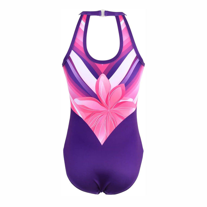 Violet Purple Open Back Gymnastics Leotards Outfit Set