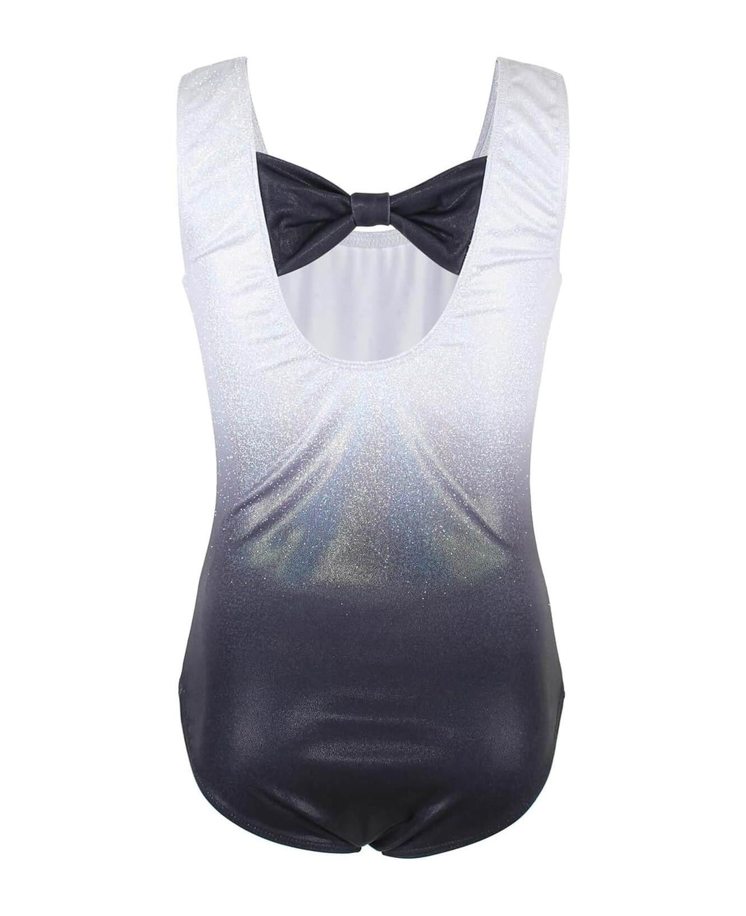 White Ombre to Black Crystal Stars Gymnastics Leotard Outfit Set