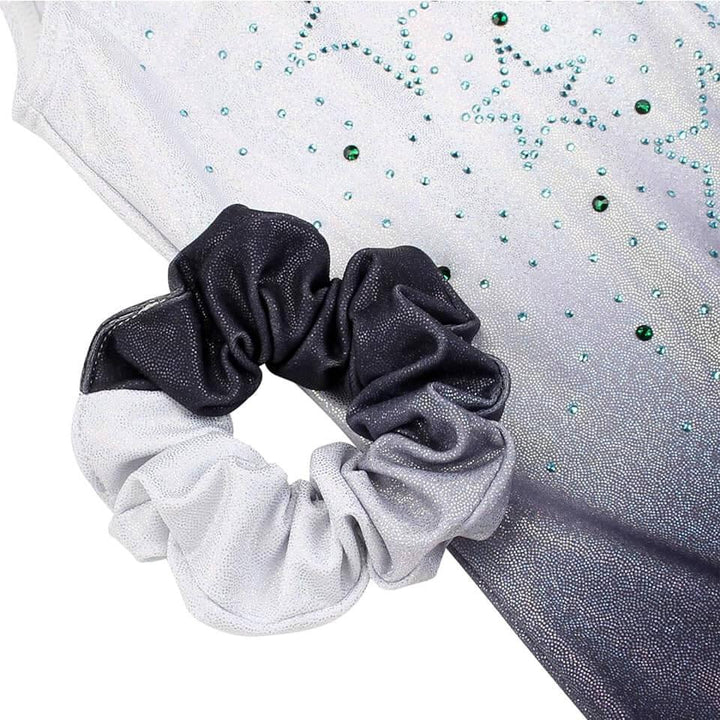 White Ombre to Black Crystal Stars Gymnastics Leotard Outfit Set-JOYSTREAM