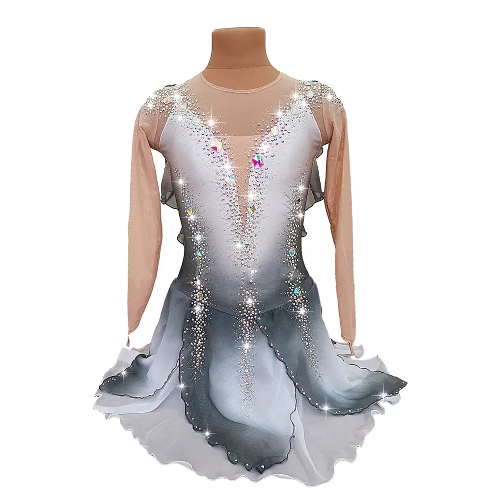 Stunning Silver Figure Skating Dress
