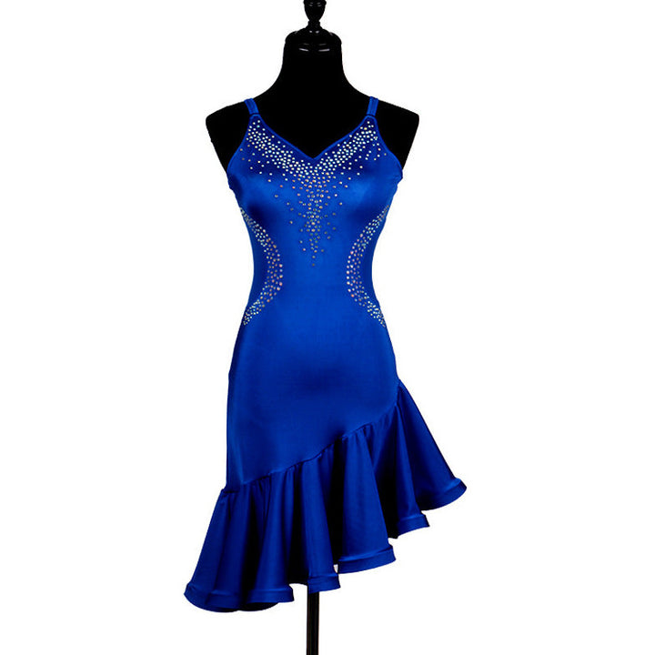 Royal Blue Sleeveless Knee-Length Latin Dance Dress