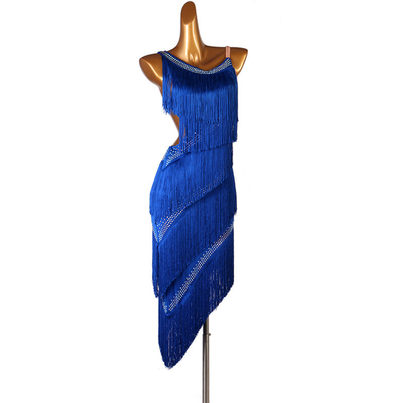 Royal Blue Tassel Latin Dance Dress