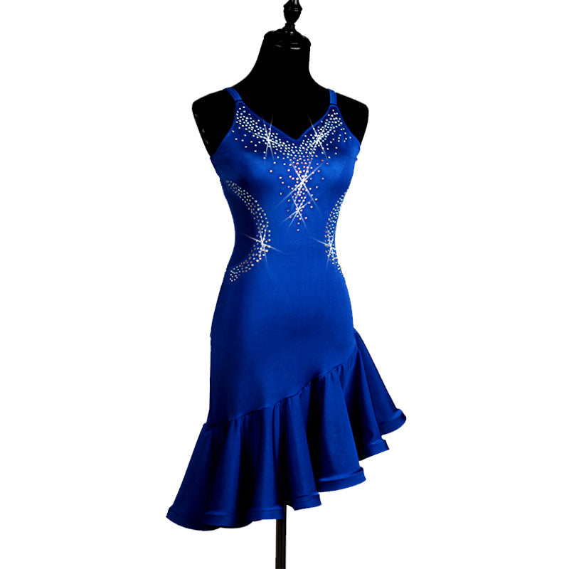 Royal Blue Sleeveless Knee-Length Latin Dance Dress