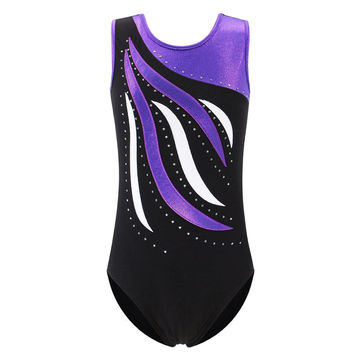 Joystream purple and black gymnastics leotard