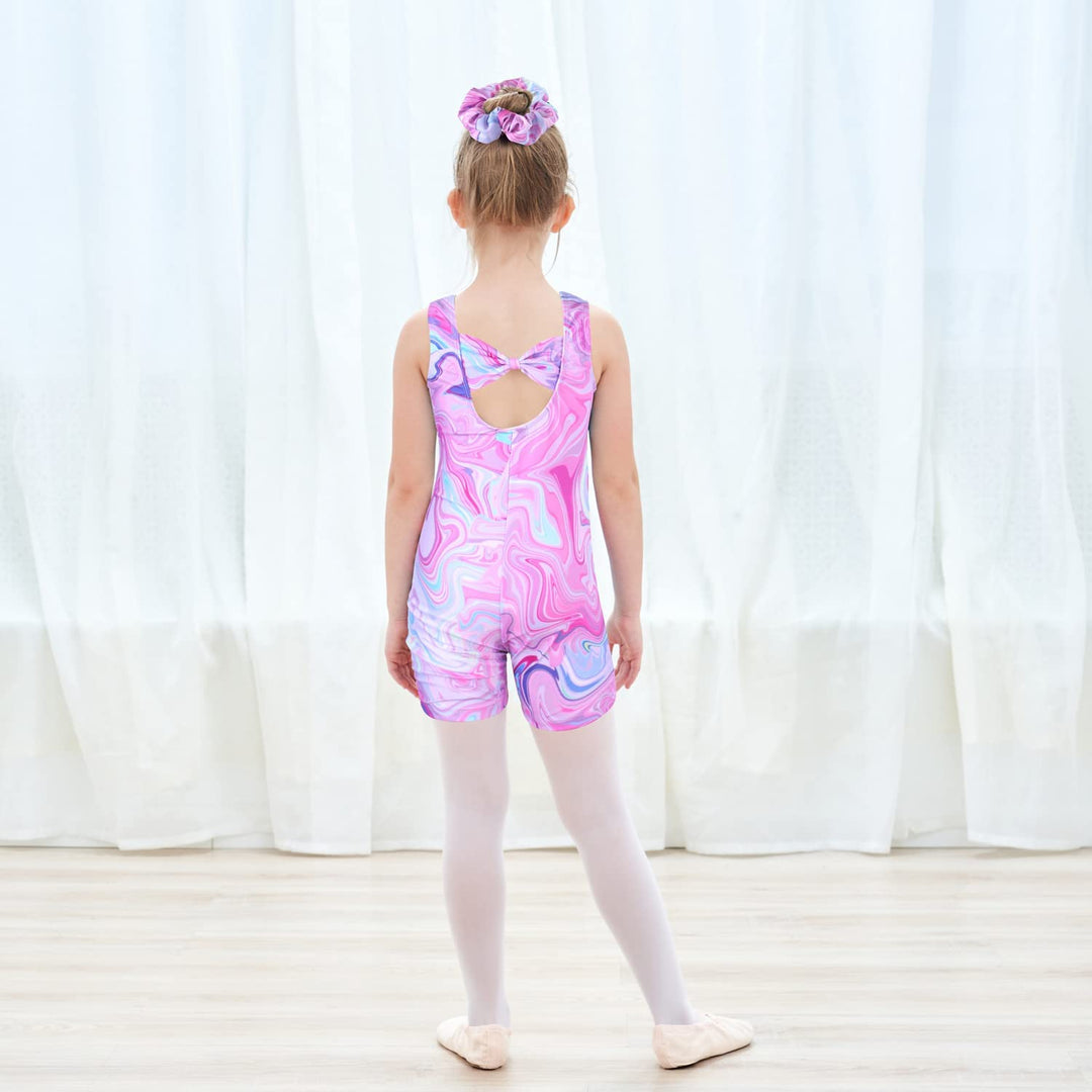 Pink Unitard, Biketard for Gymnastics Toddler Kids Girls Tumbling Outfit - Back