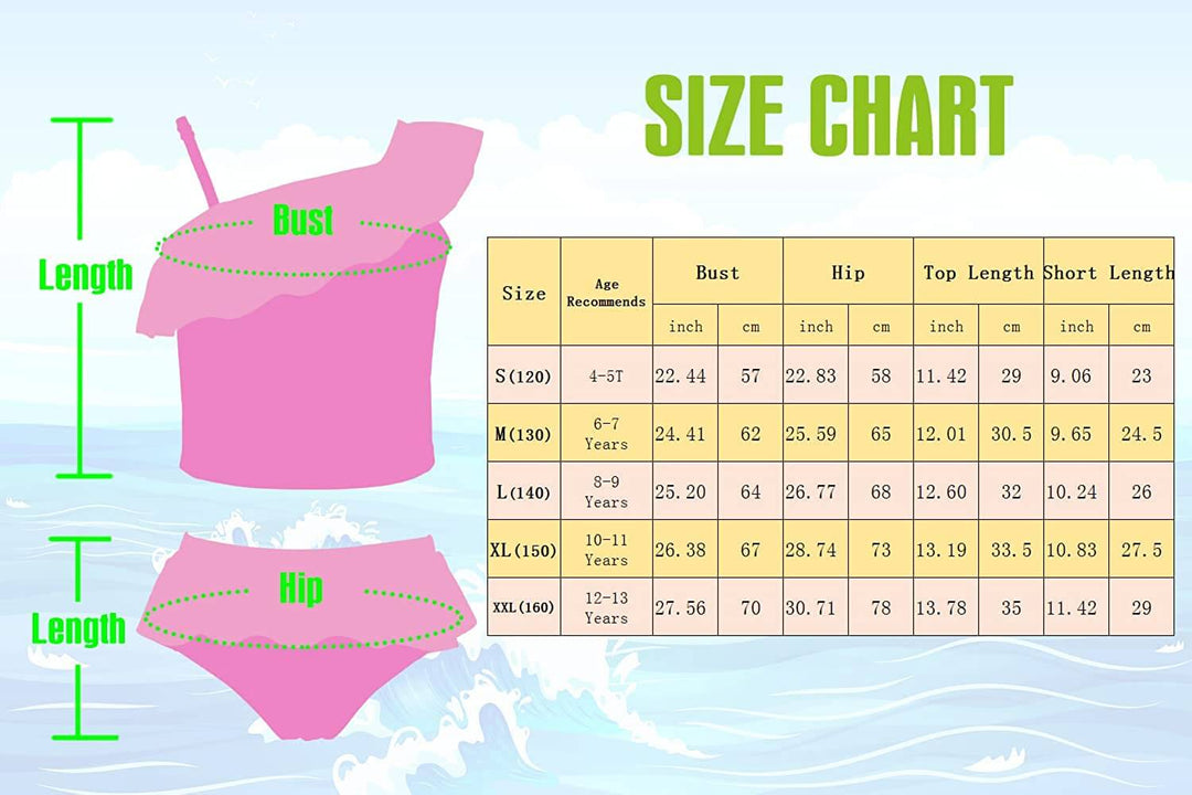 Size Chart For One Shoulder 2-Piece Swimsuits | JOYSTREAM