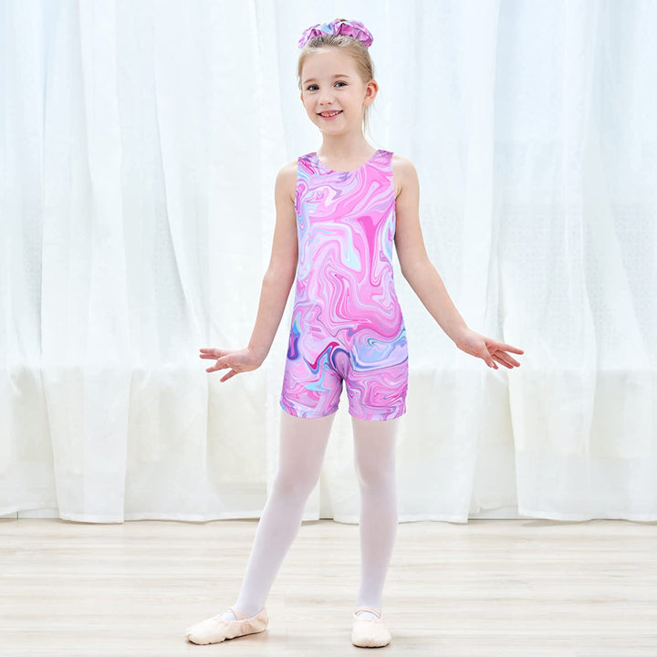 Pink Unitard, Biketard for Gymnastics Toddler Kids Girls Tumbling Outfit - Model